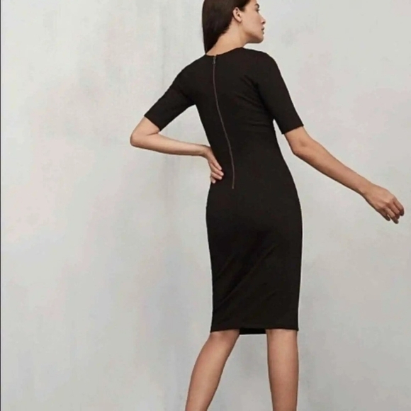 Reformation Black Evita Keyhole Cutout Stretch Midi Dress Size 4 - Picture 3 of 5